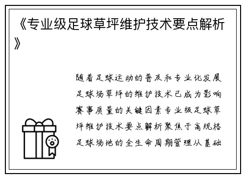《专业级足球草坪维护技术要点解析》