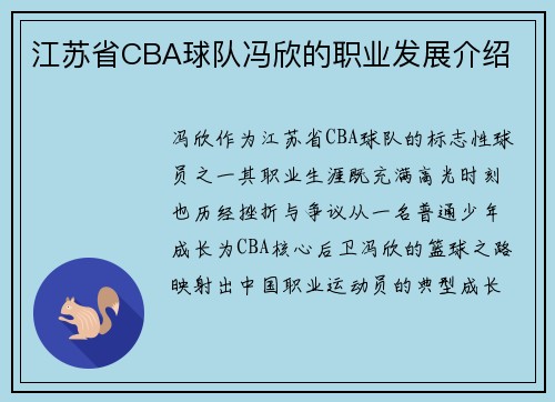 江苏省CBA球队冯欣的职业发展介绍